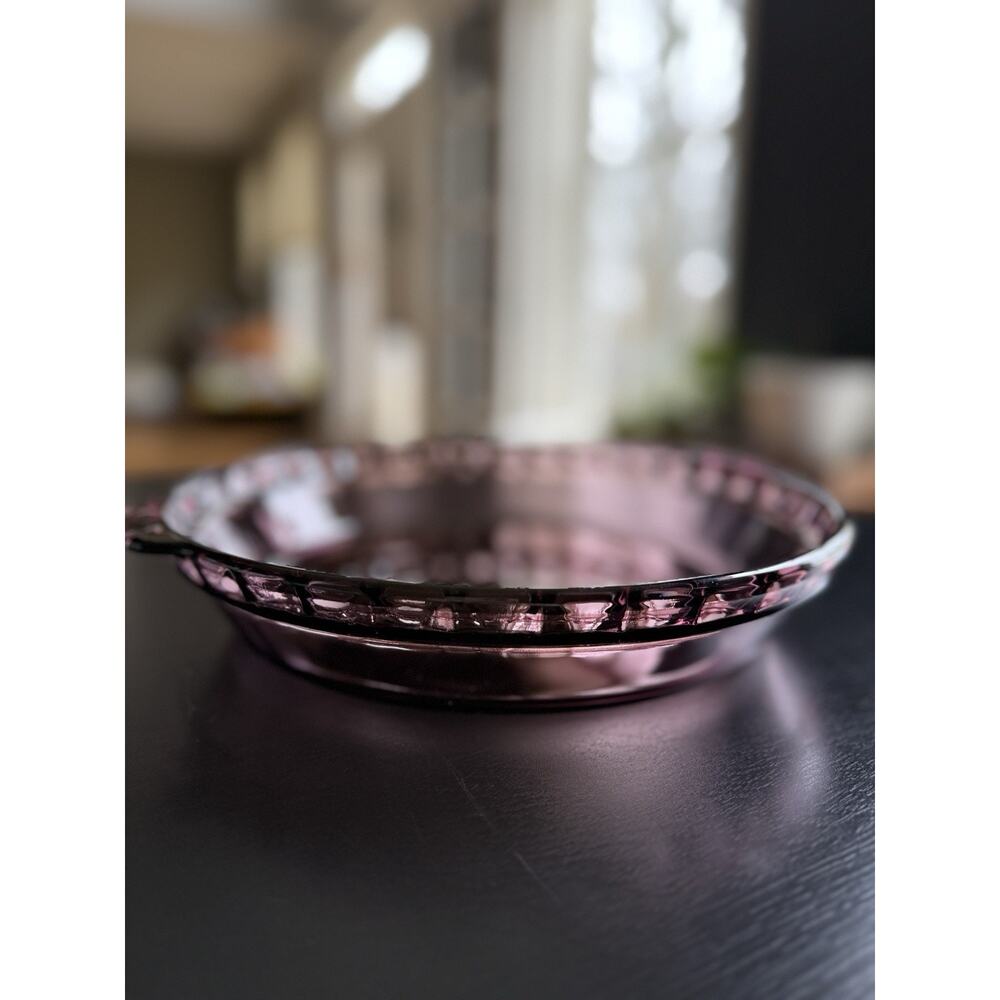 Set Of 2 Vintage Pyrex Cranberry Deep Dish Pie Plate 9” Glass Baking Dish - Picture 6 of 7
